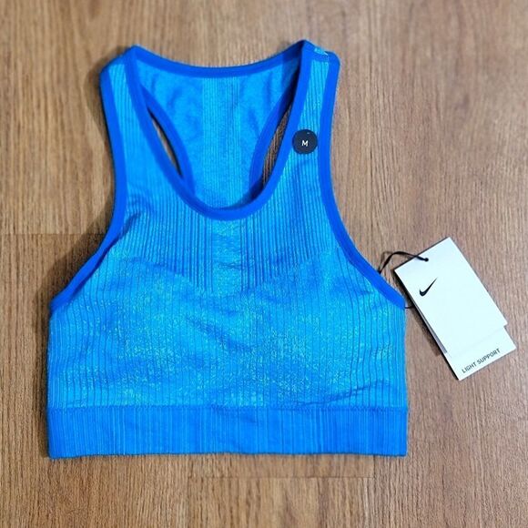 Nike Tech Pack City Ready Flyknit Sports Bra Blue Black Removable Pads Dri-Fit - Picture 1 of 8